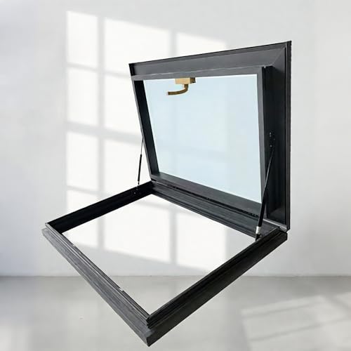 Lucernario per Tetto Finestra per Mansarda in Alluminio Finestre per Lucernari Sfiato Cantina Abbaino Doppio Vetro per Isolamento Vetrata Trasparente(58 * 58cm/22.8 * 22.8in)