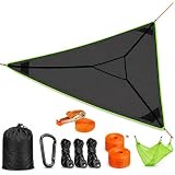 Mehrpersonen-Dreiecks-Hängematte, Camping-Hängemattenzelt mit 3 Ratschen-Spannriemen und Aufbewahrungstasche, 150 kg Kapazität, atmungsaktives Mesh für Reisen & Garten Black M-280 * 280 * 280cm
