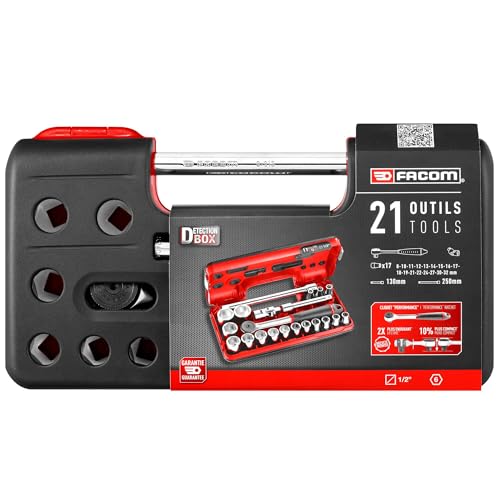 Facom FAC30972 - Set Di 21 Cricchetti Impermeabili E Bussole 1/2 Esagonali Metriche 161DBOX1PB - 2