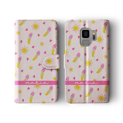 Tirita Personalised Flip Wallet Phone Case Compatible with Samsung Galaxy S7 Edge, Summer Vibes [08- Only Sun and Ice Cream]