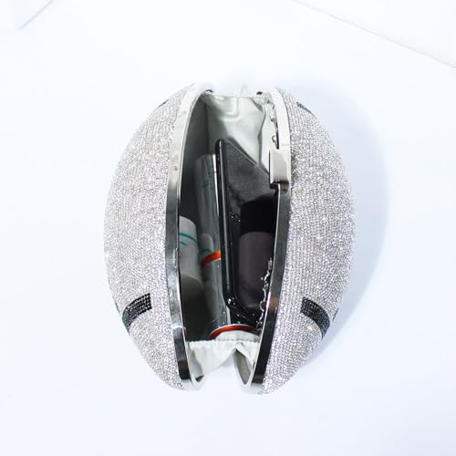 Rhinestone Football Purse – Shaped Rugby Quirky Bag Sparkling Clutch, Handbag & Pocketbook for Game Day4