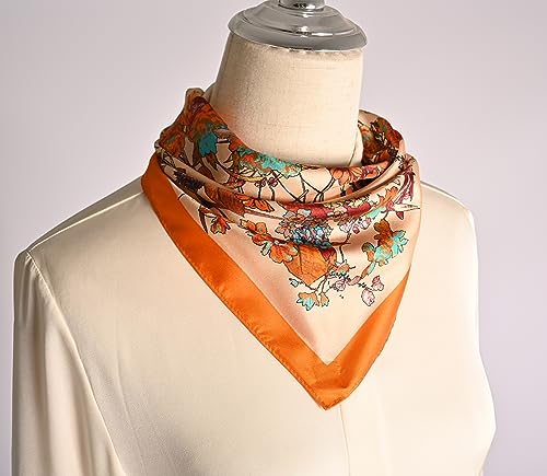 100% Pure Silk Hair Scarf for Women Lightweight Small Square Scarf - 22'' x 22'' Breathable Scarf with Gift Packed4