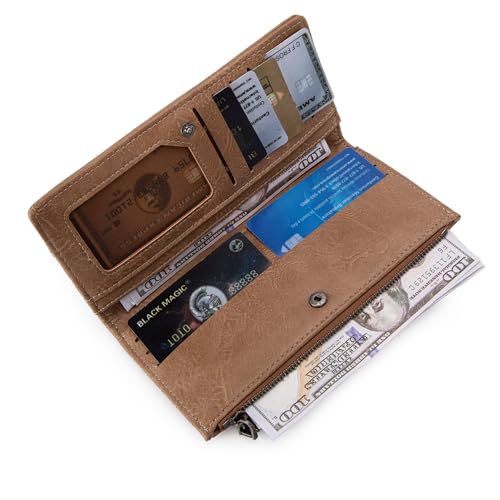 Image of Wrangler Minimalist Wallet for Women Credit Card Wallet Ladies Travel Wallets Monederos de Mujer Card Cases & Money Organizers with Smooth Zipper for Women Men Khaki