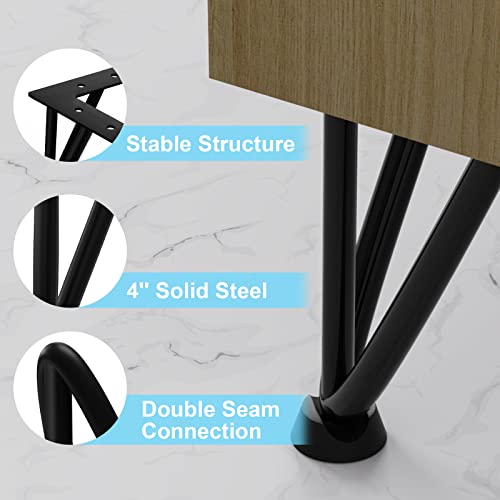 Finway 4" Heavy Metal Duty Hairpin Furniture Legs,0.4" Solid Rods With Rubber Floor Protectors,Home Diy Projects For Table Legs, Desk Legs, Furniture Legs, Coffee Table Legs Etc（Black, 4Pcs） #TOP2