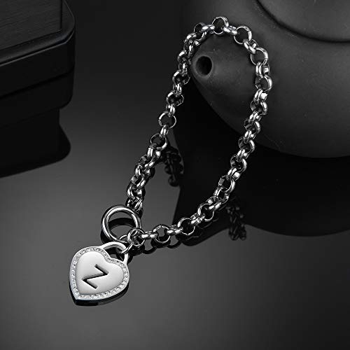 Image of CaleesLLC Letter A to Z Initial Charm Bracelet Adjustable Stainless Steel Anklet Personalized Wrist Link for Women