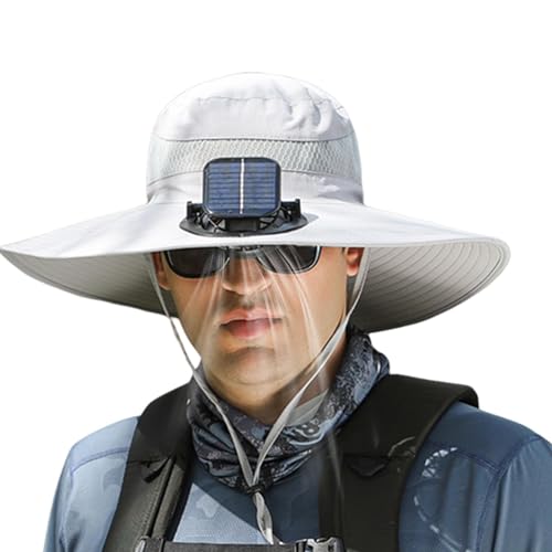Zubehors Sombrero para el Sol con Ventilador Solar,Sombreros para Ventilador Solar para Hombres,Sombrero de Pesca con Ventilador de refrigeración con protección UV | Gorras de Pescador Transpirables,