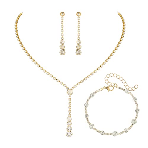 Unicra-Bride-Silver-Bridal-Necklace-Earrings-Set-Crystal-Wedding-Jewelry-Set-Rhinestone-Choker-Necklace-for-Women-and-Brides