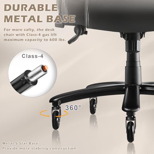 LEMBERI Big and Tall Ergonomic Office Chair, 600 lbs Capacity, Wide Seat, Comfortable Back Support (Black)