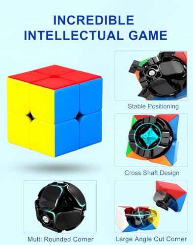 image for CFMOUR Speed Cube Set - Moyu Meilong 2x2x2 3x3x3 Pyramid Cube Bundle |