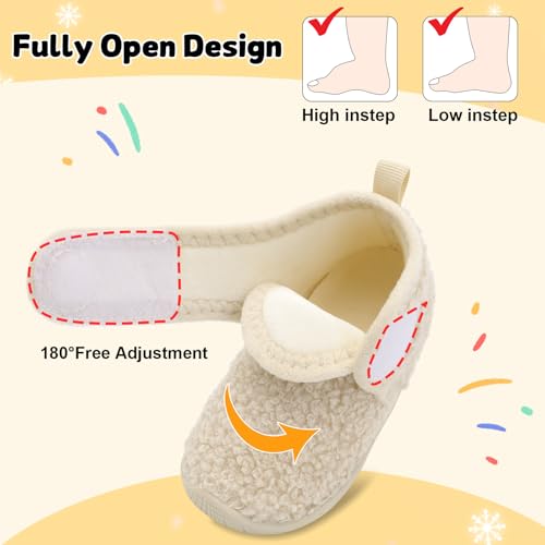 JOINFREE Toddler Slippers Boys Girls House Fleece Booties Baby Warm Winter Boots Kids Bedroom Indoor Shoes Cozy Outdoor Walking Shoes2