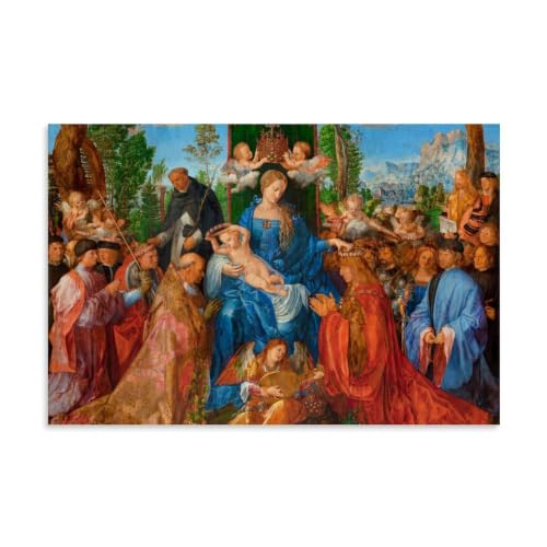Poster sur toile Fête du chapelet Dürer 60 x 90 cm idéal au-dessus du canapé ou dans un bureau