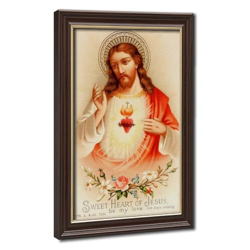 Toile cœur sacré de Jésus-Christ décoration murale premium grand format avec cadre