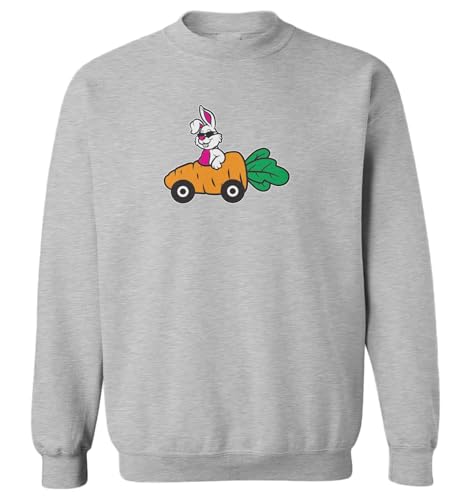 Haase Unlimited Bunny Driving Carrot Car - Cartoon Toddler Fleece Crewneck Sweater