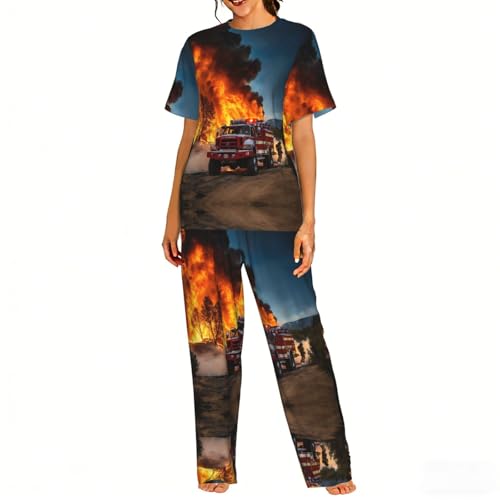 Pyjama confortable femme à imprimé flamme pour des soirées cocooning et un sommeil doux