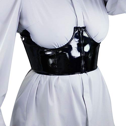Dooway Women's Sexy Underbust Corset Belt Faux Patent Leather Latex Smooth Zipper Waist Bustier White #TOP4