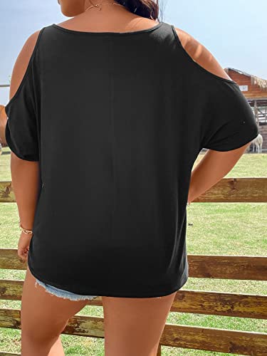 SOLY HUX Women's Plus Size Graphic Tees Skull Print Cold Shoulder Short Sleeve Summer T Shirt Tops2