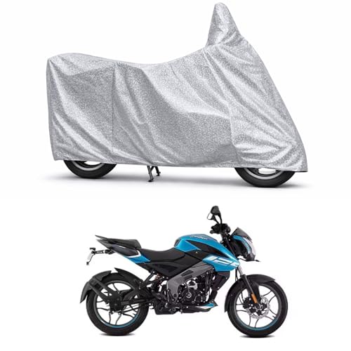 Image of 100% Waterproof Two Wheeler Body Cover Multi Layered Fabric Designed for Bajaj Pulsar NS125 | Belt Buckle Lock | Silver Mag