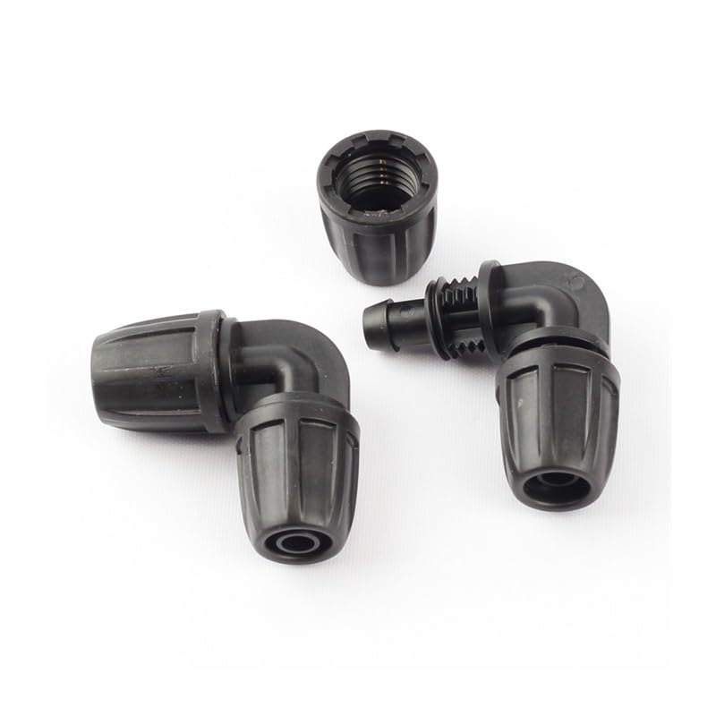 50 Uds. De manguera de jardín de 8/11mm, bloqueo de rosca de codo igual, codo de manguera de 90 grados, conector rápido, sistema de riego de plantas, accesorios de tubería blanda