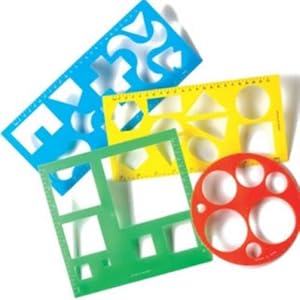 Mathworld geometric shape stencil set mathematics kit early education learning activities toy kit kindergarten preschool for kids,6 pcs plastic thick