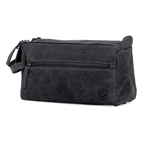 Rustic Town Buffalo Leather Toiletry Bag : Vintage Travel Shaving & Dopp Kit