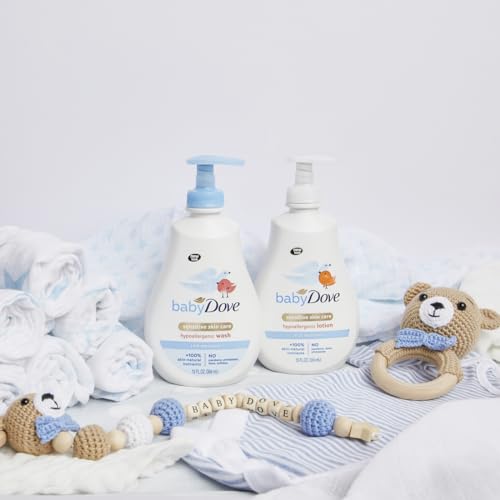 Dove Baby Complete Care Essentials Gift Set - Baby Gift Set with a Dove Baby Body Wash, a Dove Baby Lotion, a Pack of Dove Baby Wipes, and a Dove-Shaped Baby Bath Sponge (4 Piece Set)