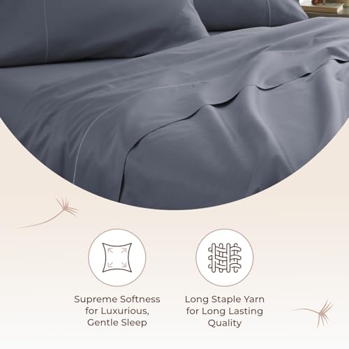 Image of Certified Organic Queen Flat Sheet Only - 100% Organic Cotton Top Sheet with Luxurious Soft and Breathable 300 Thread Count Sateen Weave Finish - GOTS & Fairtrade Certified (Mineral, Queen)