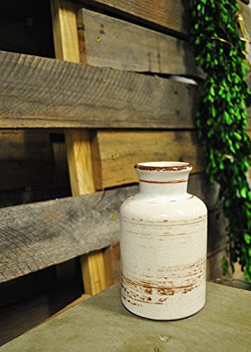 Richland Ceramic Farmhouse Vase, Modern Off-White Floral Vase, Distressed Décor For Rustic Home, Wedding Centerpiece, Housewarming (1, Small) #TOP1