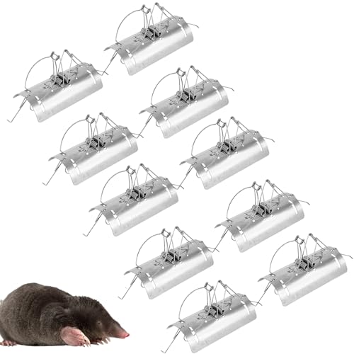 REPELEM Flat Bottom Tunnel Mole Trap Reusable Mole Traps, Rust-Free Garden Protection Humane Vole & Mole Killer, Powerful Mole Deterrent | Large, Pack of 10 option