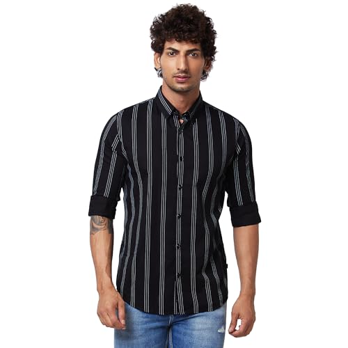 Image of Spykar Men's Regular Fit N /A Full Sleeve Striped Casual Shirts