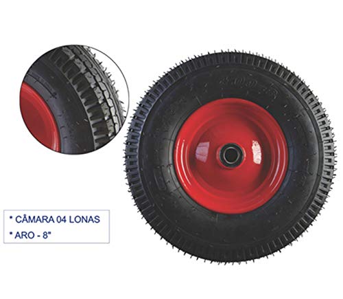 Kit 2 Pneus Para Carrinho de Mão Completo Com Câmara E Aro