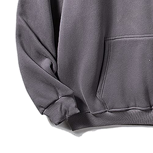 Miuersa Oversized Men's Pullover Hooded Sweatshirts Trendy Baggy Drop Shoulder College Long Sleeve Tops With Pocket S-5Xl Dark Gray, X-Large #TOP3