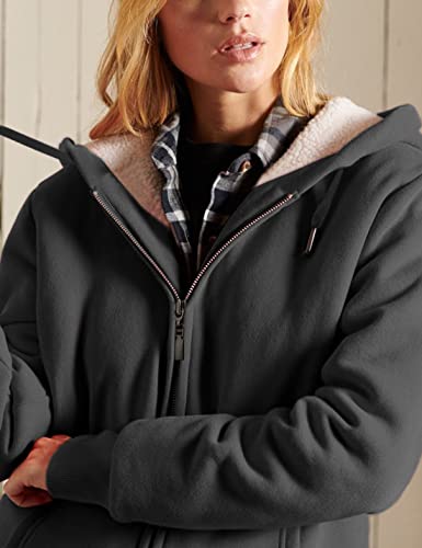 Yeokou Women's Casual Full Zip Up Sherpa Lined Hoodie Sweatshirt Jacket Coat (Small, Dark Grey) #TOP3