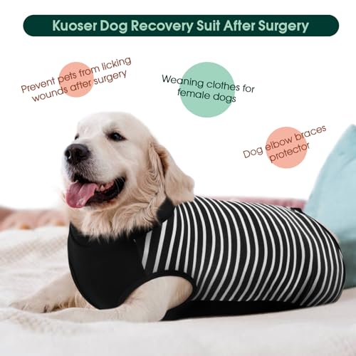 Kuoser Op Body Hund Kastration Rüde Hündin, Hundebody Nach Op mit Beinen Leckschutz Hund Hinterbein, Jumpsuit Hunde Alternative zum Halskragen,Dunkel M