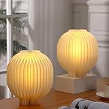 Gulfmew 2 Sets Paper Table Lamps Honeycomb 3D Warm Light Lamps with Wire Length 30m Magnetic Closure Honeycomb for Decoration Bedroom Nightstand Living Room Office