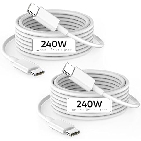 USB C to USB C, 240W USB C Cable, 6.6ft C to C Cable Fast Charging for Macbook Pro/Macbook Air, iPad Pro 12.9-inch, iPhone 15/Pro Max/Pro/Plus, Samsung Galaxy S23,Compatible 140W/100W /65W/45W/35W/20W Cover