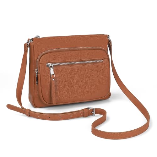 Sac à bandoulière en cuir véritable de taille moyenne contre le vol RFID avec poches zippées befen