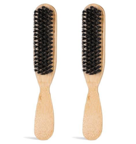 Mini Slick Back Brush, 2Pcs 8.27 Inch Hair Smoothing Brush for Slick Back Hair, Polish & Smooth Men Women Thin to Medium Hairs, Beard, Ponytails, Buns (Larger Size)
