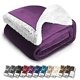 Gräfenstayn® Kuscheldecke in Lammfell-Optik - verschiedene Größen und Farben - Tagesdecke - Flanell Mikrofaser-Flausch - mit Öko-Tex Siegel „geprüftes Vertrauen“ (Lila, 240x220 cm)