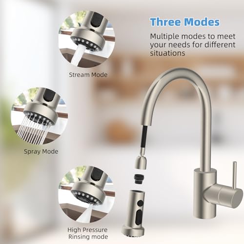 image for Hibbent Stainless Steels Pull Down Kitchen Faucet Head Replacement, 3 