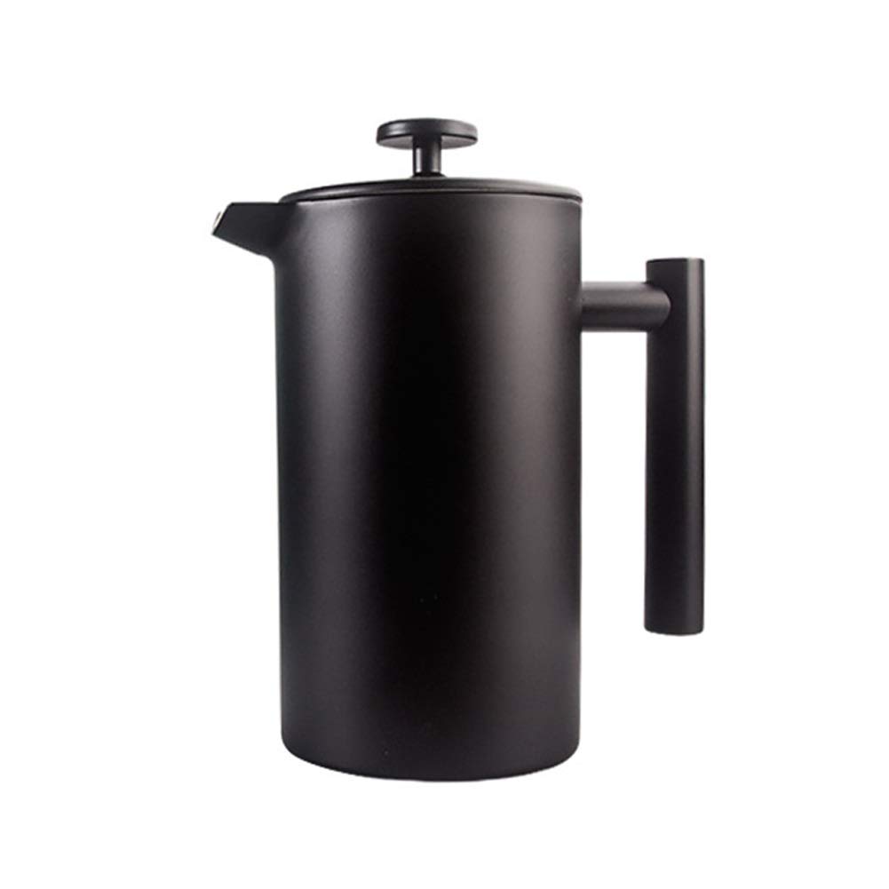 Caffettiera e teiera isolata a doppia parete, 1 litro/8 tazze, con stantuffo in acciaio inox, design con filtro manuale