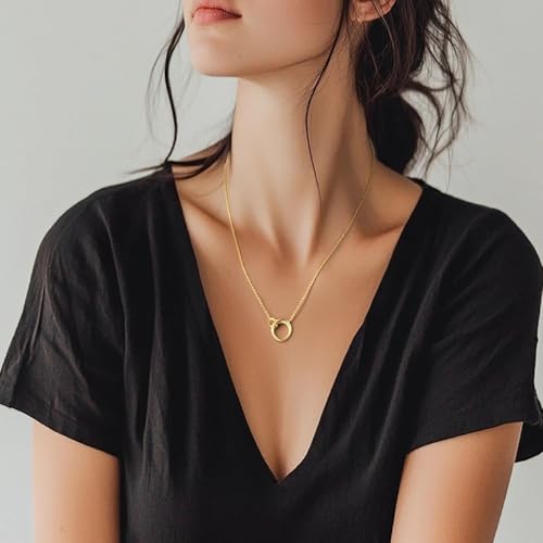 Gold Necklace 14K Gold Pendant Necklace for Women Dainty Pendant Clean Simple and Modern Double Circle Pendants Necklaces for Women4