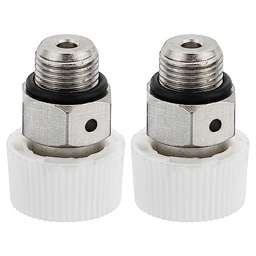 PATIKIL 1/8 BSP Mâle Filet Manuel Radiateur Air Ventilation Vannes, 2 Paquet Nickel Plaqué Laiton Bouchon Vanne Pas Besoin Clé pour Radiateur Chauffage, Argenté Blanc