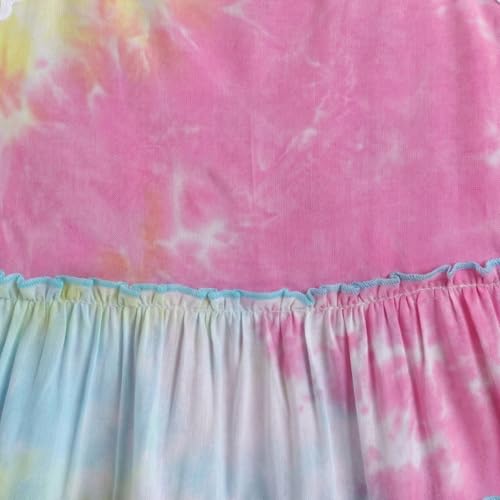Image of The Magic Wand Kids Girls Printed Casual Dresses, Knee Length Singlet Strap Fit & Flared Cotton Once Piece Stylish Frocks for Summer Season