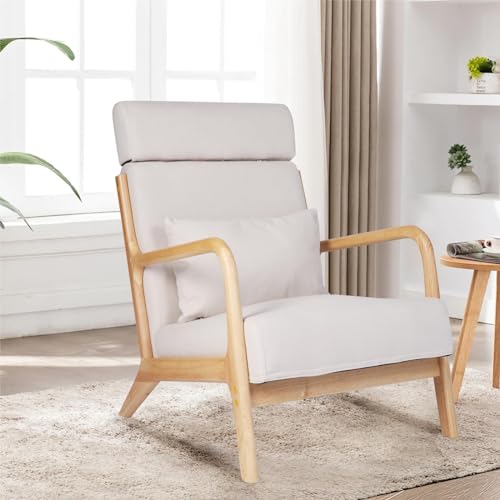 Sillón moderno de madera sólido beige
