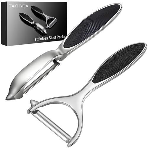 TACGEA Vegetable Peeler for Kitchen, Potato Peelers for Fruit Straight Blade, Durable Non-Slip Handle, Set of 2