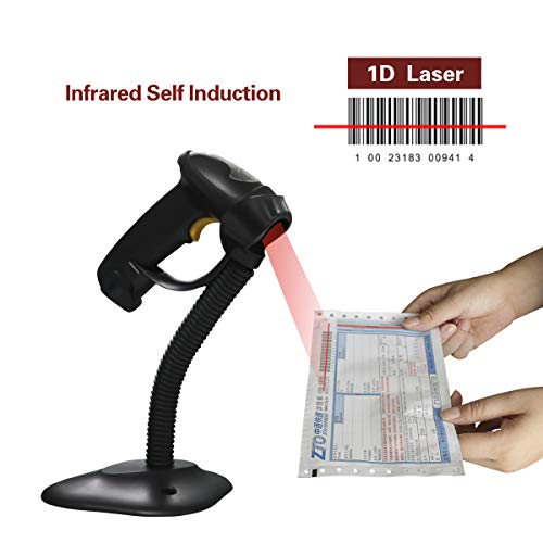 Teemi Wireless Barcode Scanner With Stand Handheld Bar Code Scanner Handsfree Scan 1D Laser Rechargeable Bar Code Reader 2.4Ghz Wireless And Usb Plug And Play thumb #1