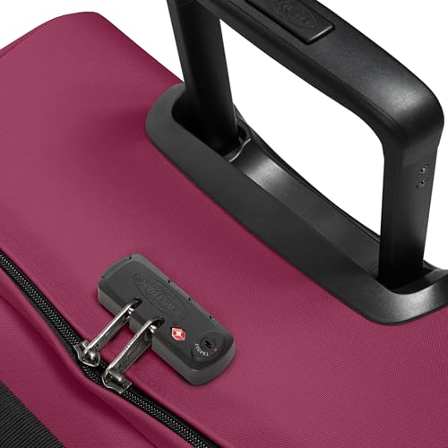 Image of EASTPAK Tranverz M - 78L Medium Soft Sided Checked Luggage, Dual Compartments, TSA Lock, Compression Straps & Smooth Inline Wheels, Wine Burgundy