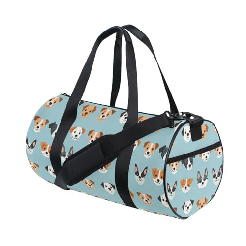 Cartoon Dog Sports Duffel Bag Full Print Stylish Barrel Gym Bag with Large Capacity, Adjustable Strap and Side Zipper Pocket for Fitness Sports Travel and Daily Use3