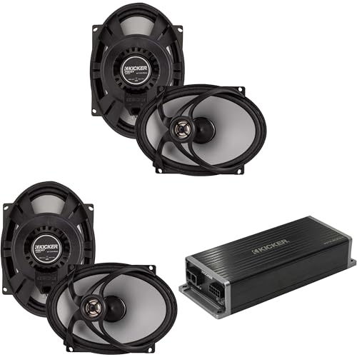 KICKER Marine KPX300.4 Amplificador y 2 Parlantes 5x7