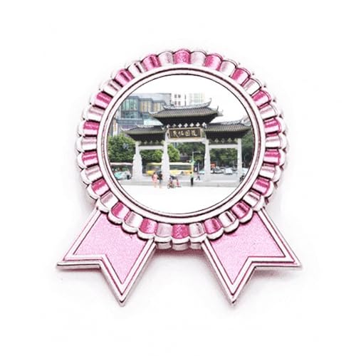 Broche rose d'architecture chinoise en métal M aux finitions soignées